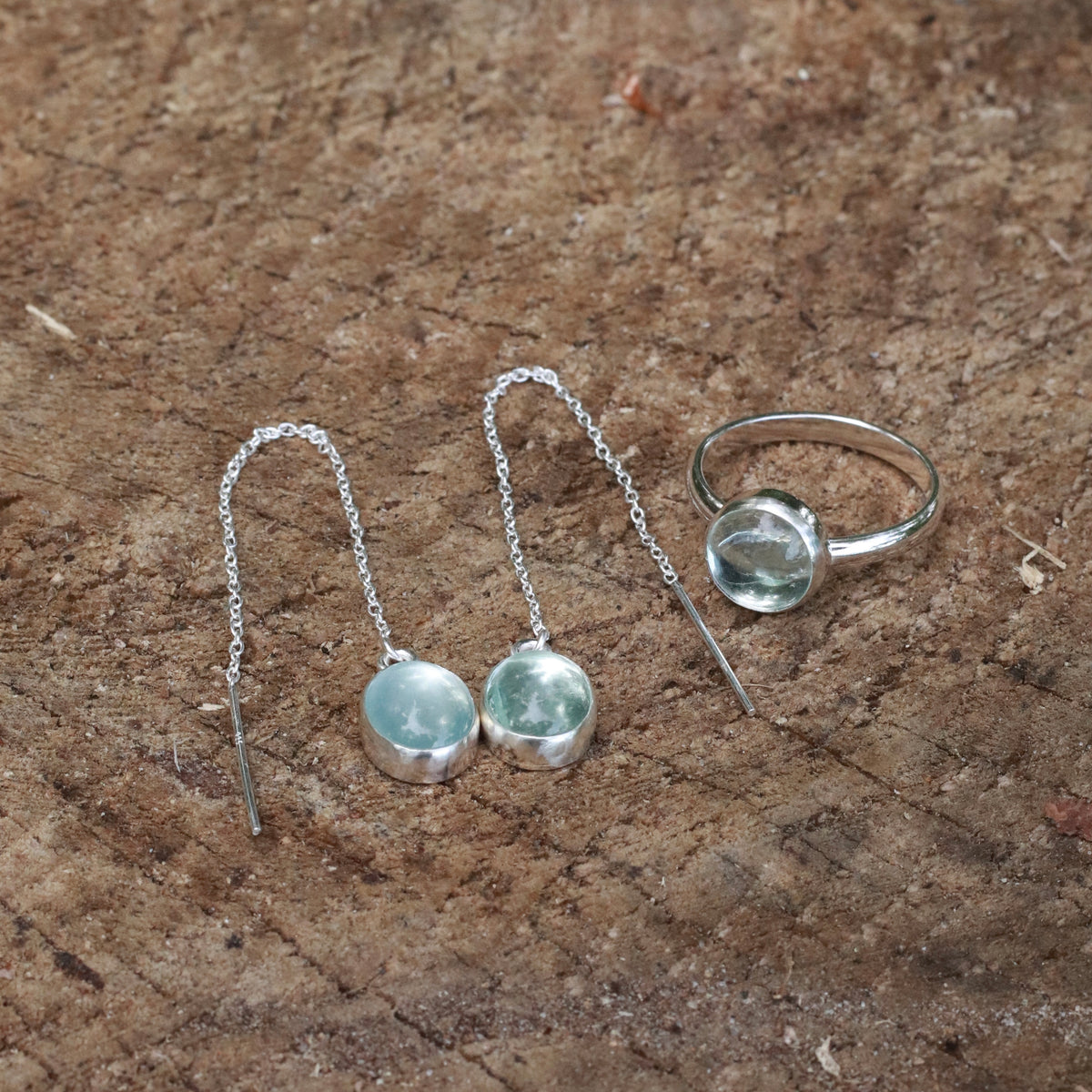 Aquamarine Threader Earrings