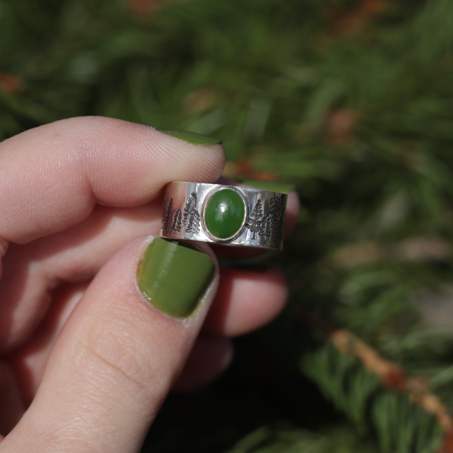 Jade Forest Ring Size 7.75