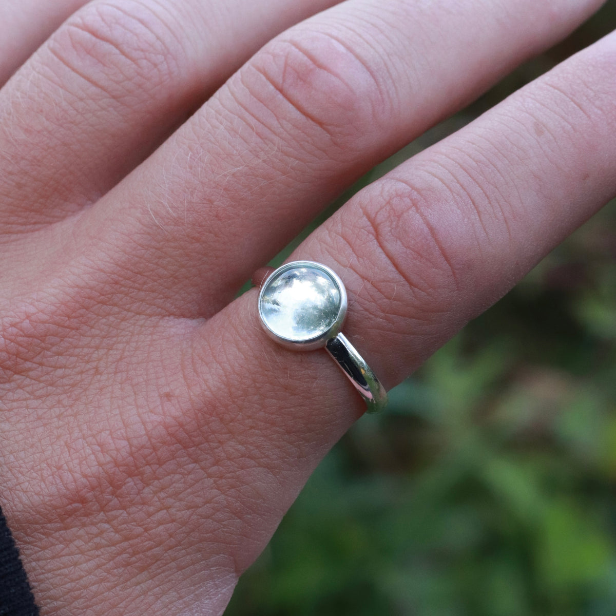 Aquamarine Sterling Silver Ring / 8