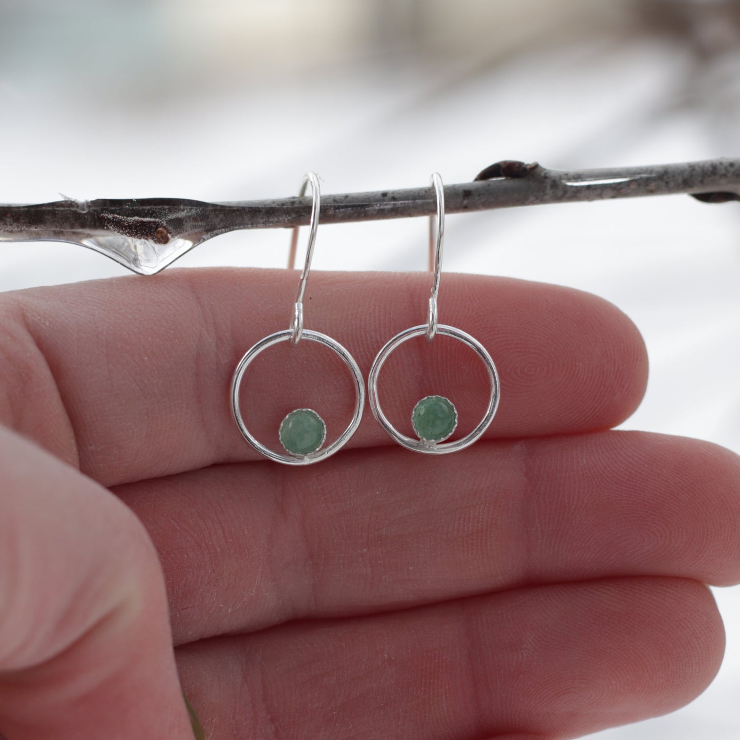 Aventurine hoops