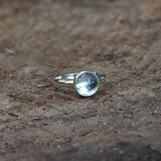 Aquamarine Sterling Silver Ring / 8