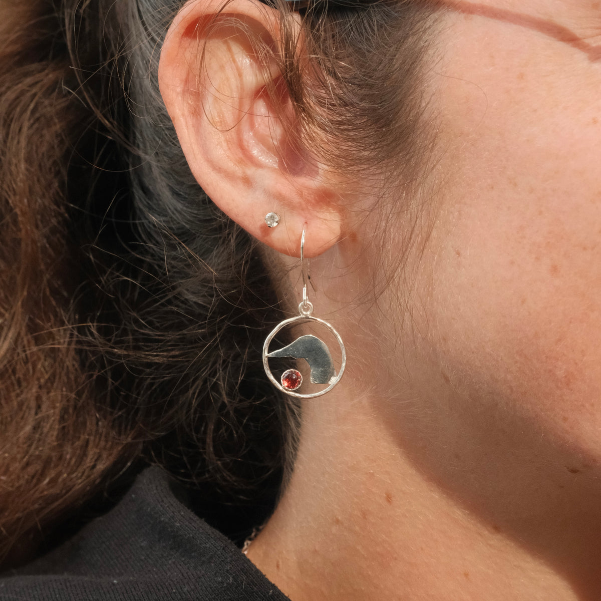 Loon Garnet Earrings