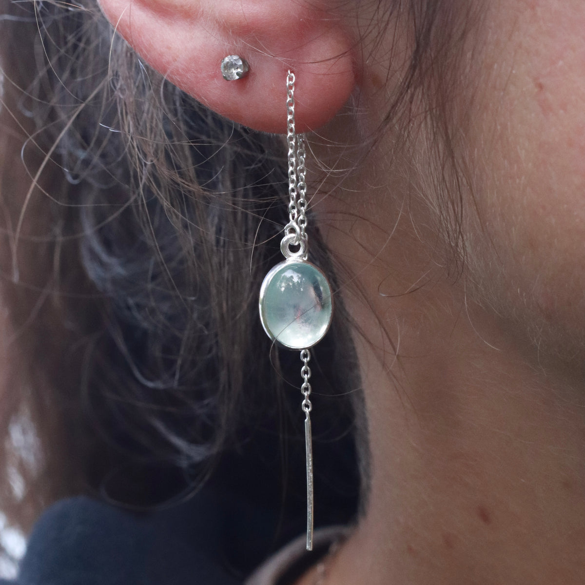 Aquamarine Threader  Earrings