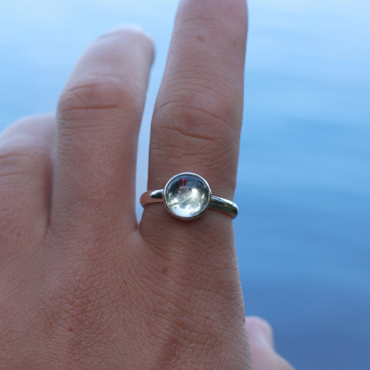 Aquamarine Sterling Silver Ring / 8