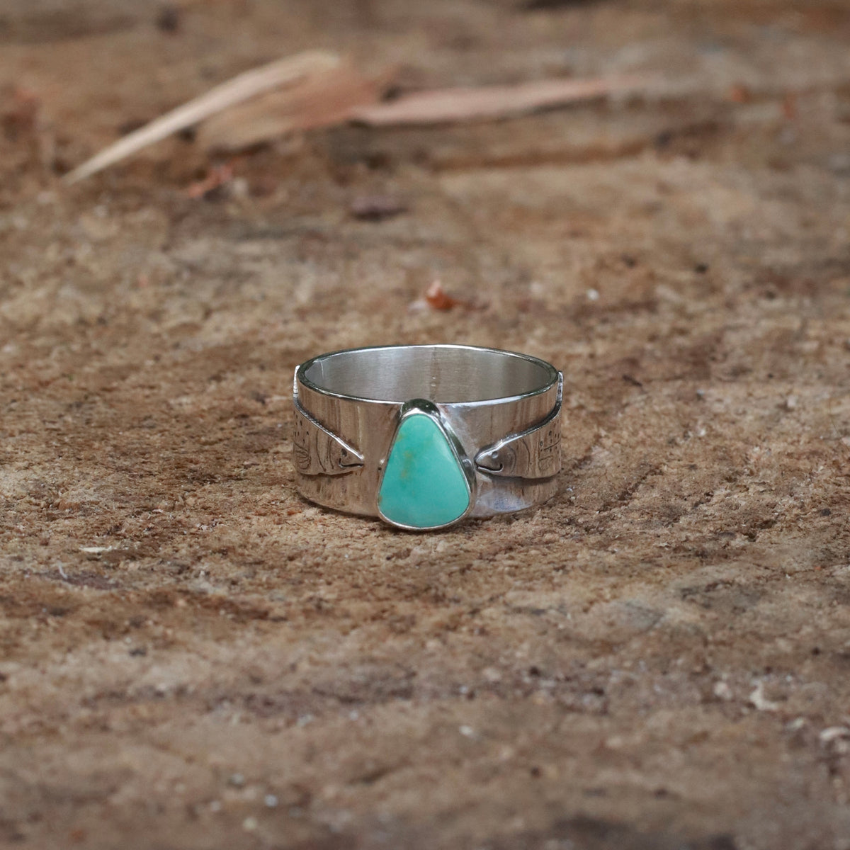 Turquoise Trout Sterling Silver Ring / 8.5