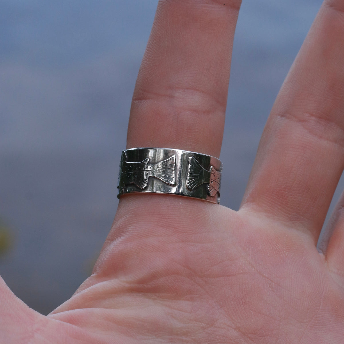 Turquoise Trout Sterling Silver Ring / 8.5