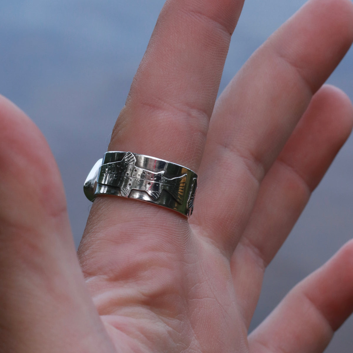 Turquoise Trout Sterling Silver Ring / 8.5
