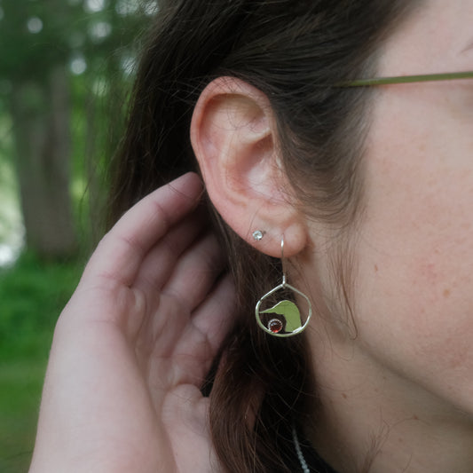 Loon Garnet Earrings