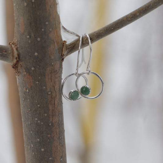 Aventurine hoops
